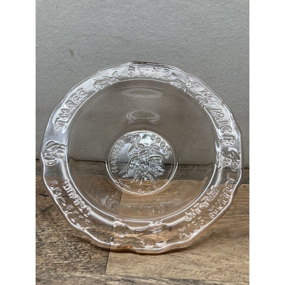 Vintage Tiara Child's Pink Depression Glass Mother Goose Nursery Rhymes Bowl 6"‎